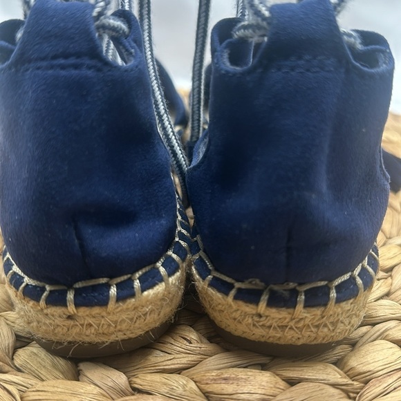 Gap Navy and White Ankle Wrap Espadrille Sandals Size 6 Vacation Frenchie - Picture 6 of 8